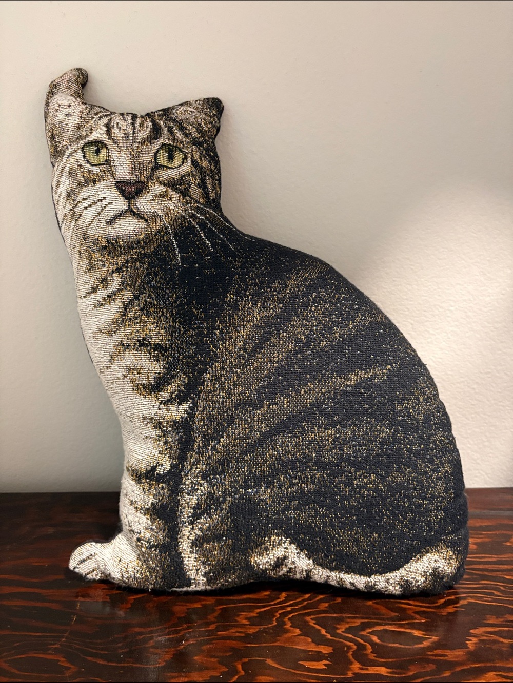 Decorative Tabby Cat Throw Pillow - Brown/Black - Picture 1 of 2